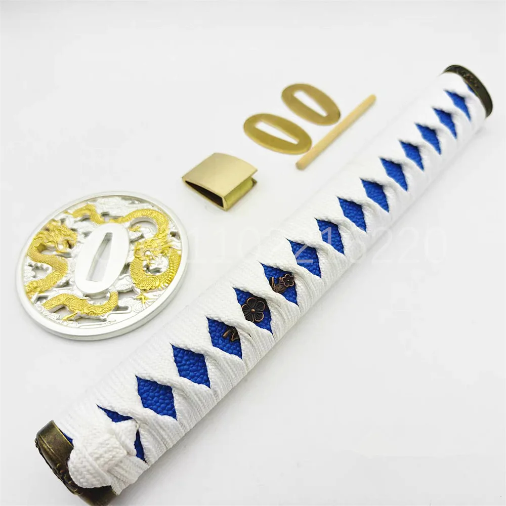Unique Japan Sword Parts 26cm Tsuka Handle Alloy Tsuba Handguard Guard Brass Habaki Seppa For Japanese Samurai Katana Fitting
