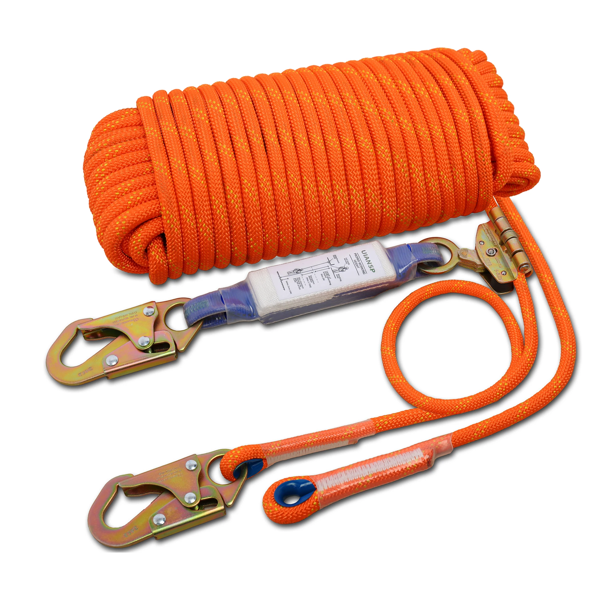 Anti fall safety rope 25ft heavy-dutyvertical roof hook shock absorber anti fall ropeset (25ft)