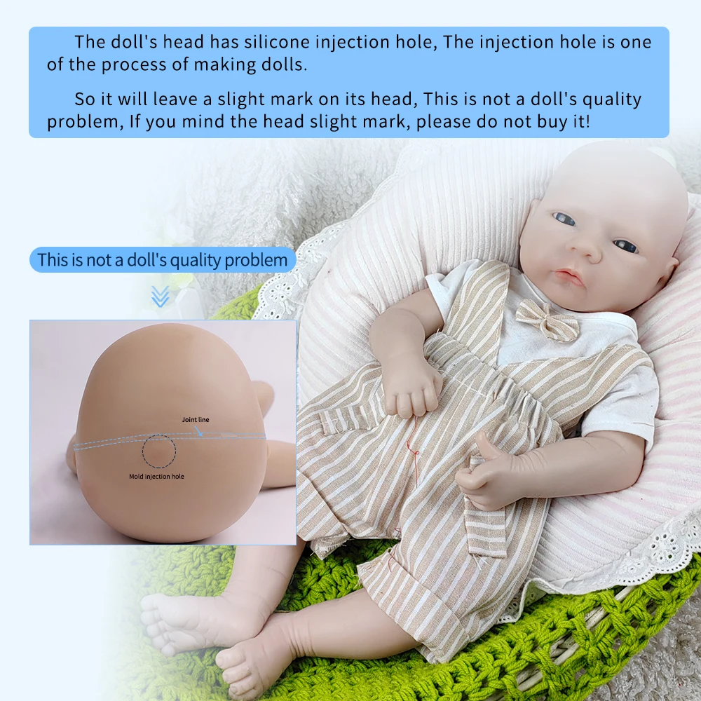 WW1564 46cm 18inch 3000g 100% Full Body Silicone Reborn Baby Doll Realistic Twins Baby Dolls for Children Christmas Toys