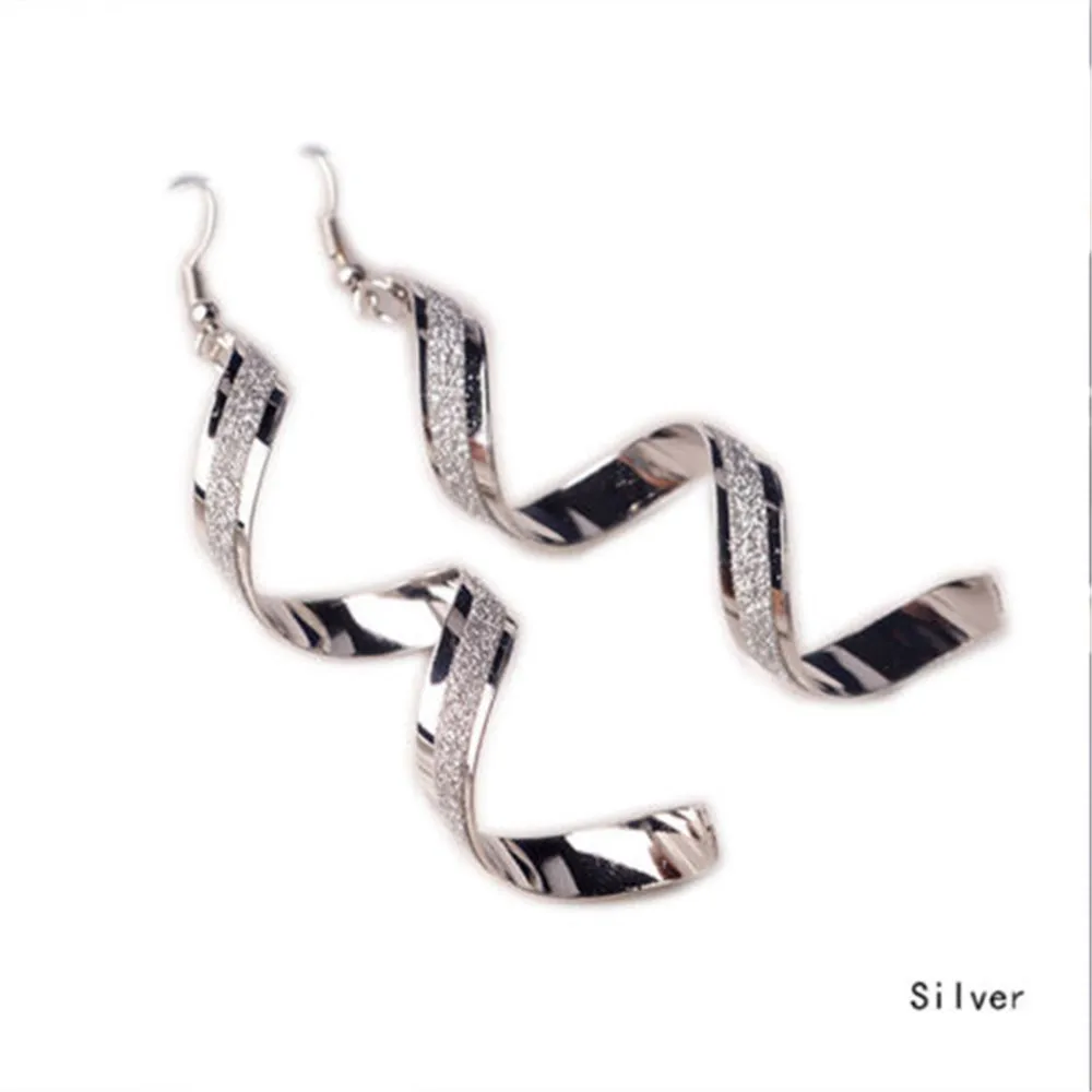 1pair Women\'S Twist Spiral Dangle Charm Fall Earrings Jewelry Stainless Steel Long Peculiar Earrings 2024 Daily Trending Jewelry