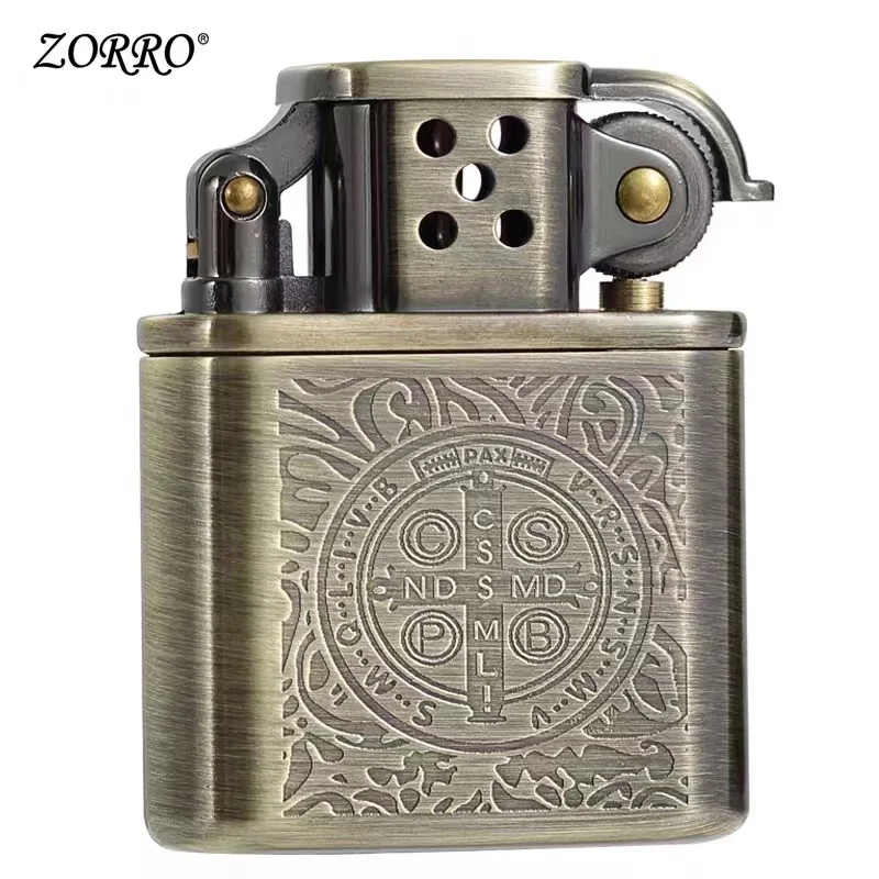 ZORRO Vintage Metal Constantine Kerosene Lighter Flint Copper Oil Gasoline Cigarette Lighter Antique Series Lighter