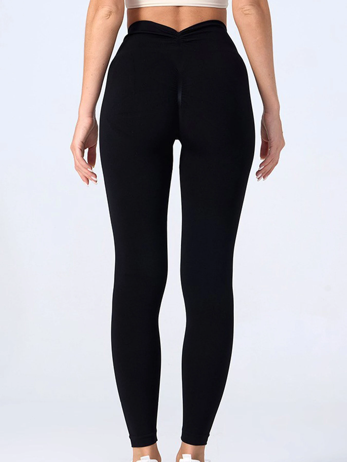 سراويل لياقة بدنية على شكل حرف V، سراويل يوجا عالية الخصر على شكل خوخ الورك، تدريب معدات الجري المرنة الضيقة للسيدات، رفع الورك #2