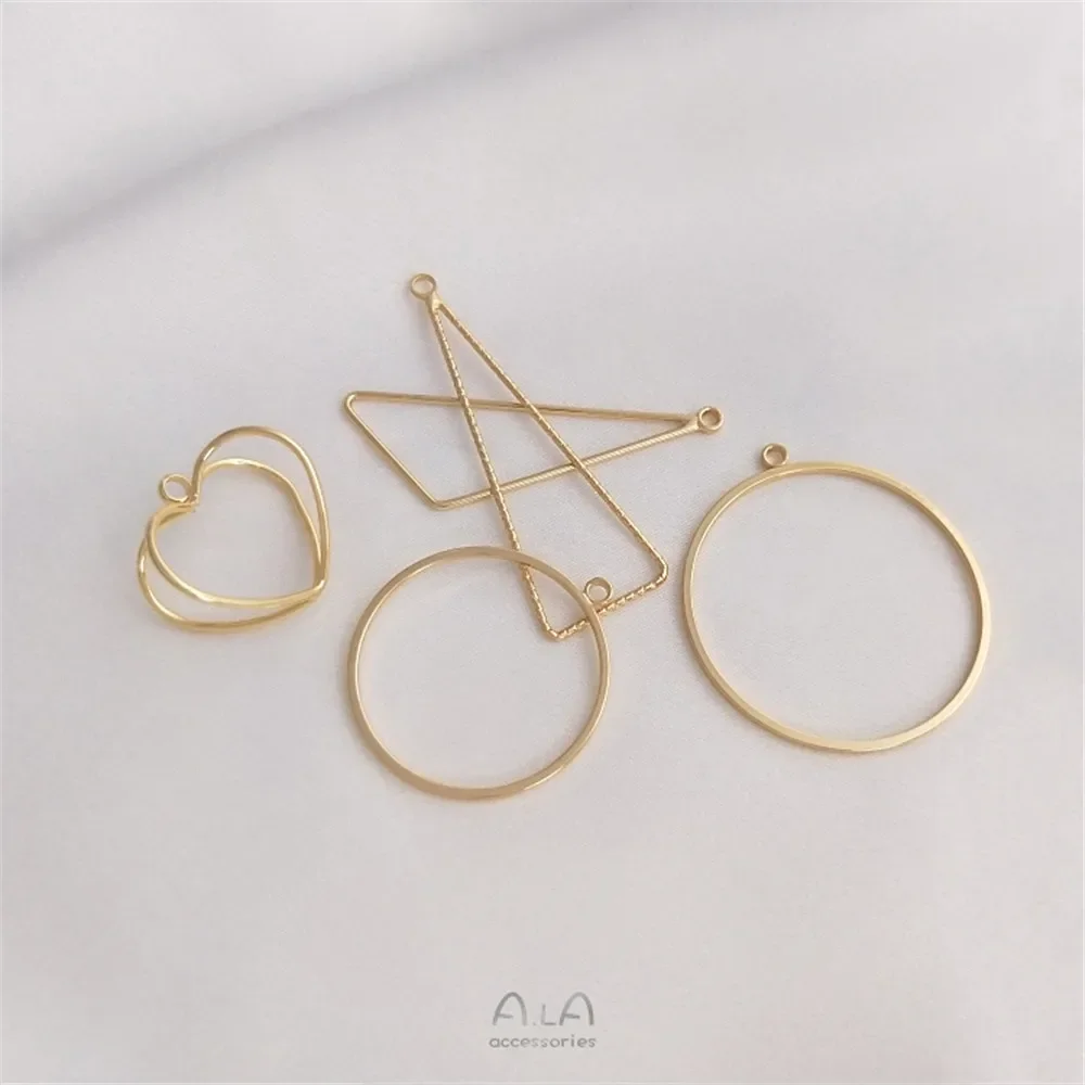 14K Gold Color With hanging geometric frame pendant round water drop triangle heart shape DIY hand earrings pendant accessories