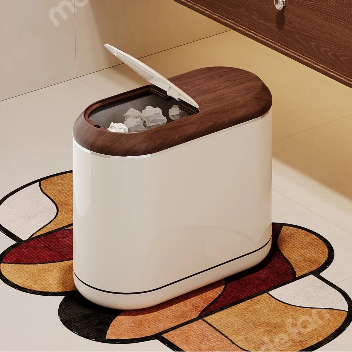 HYS high-value bathroom clip narrow slot trash can antique home living room toilet large capacity with lid with wheel basket