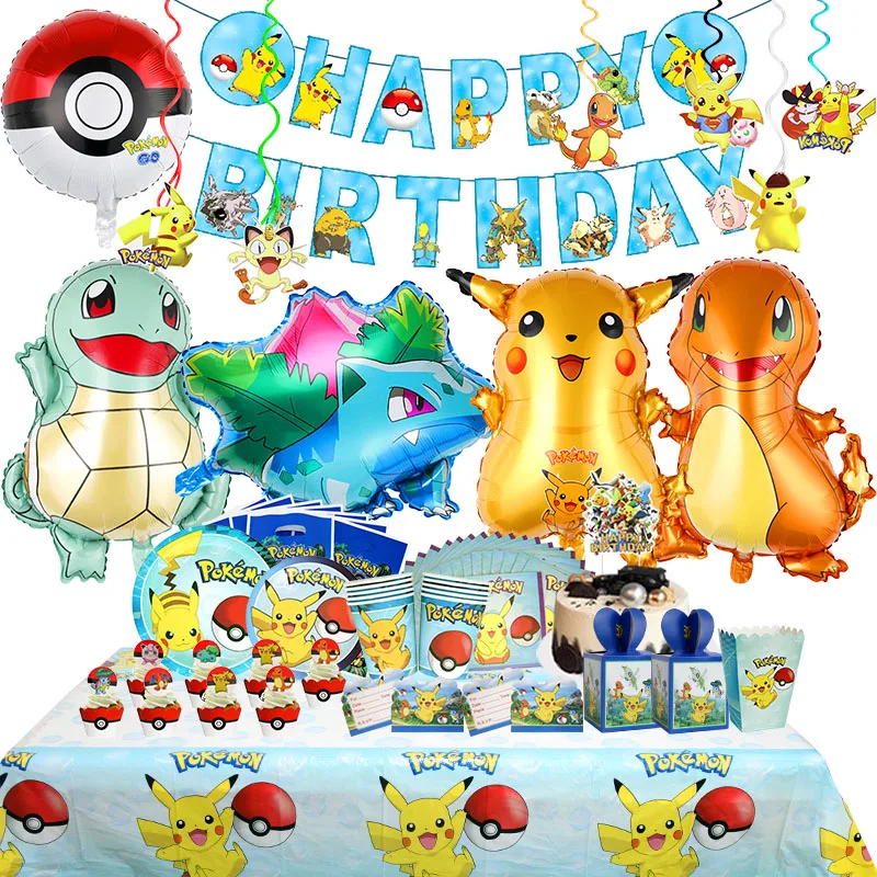 Klassische Pikachu Geburtstag Party Dekoration Hintergrund Kinder Kinder Event Liefert Für Geburt Banner Einweg Geschirr