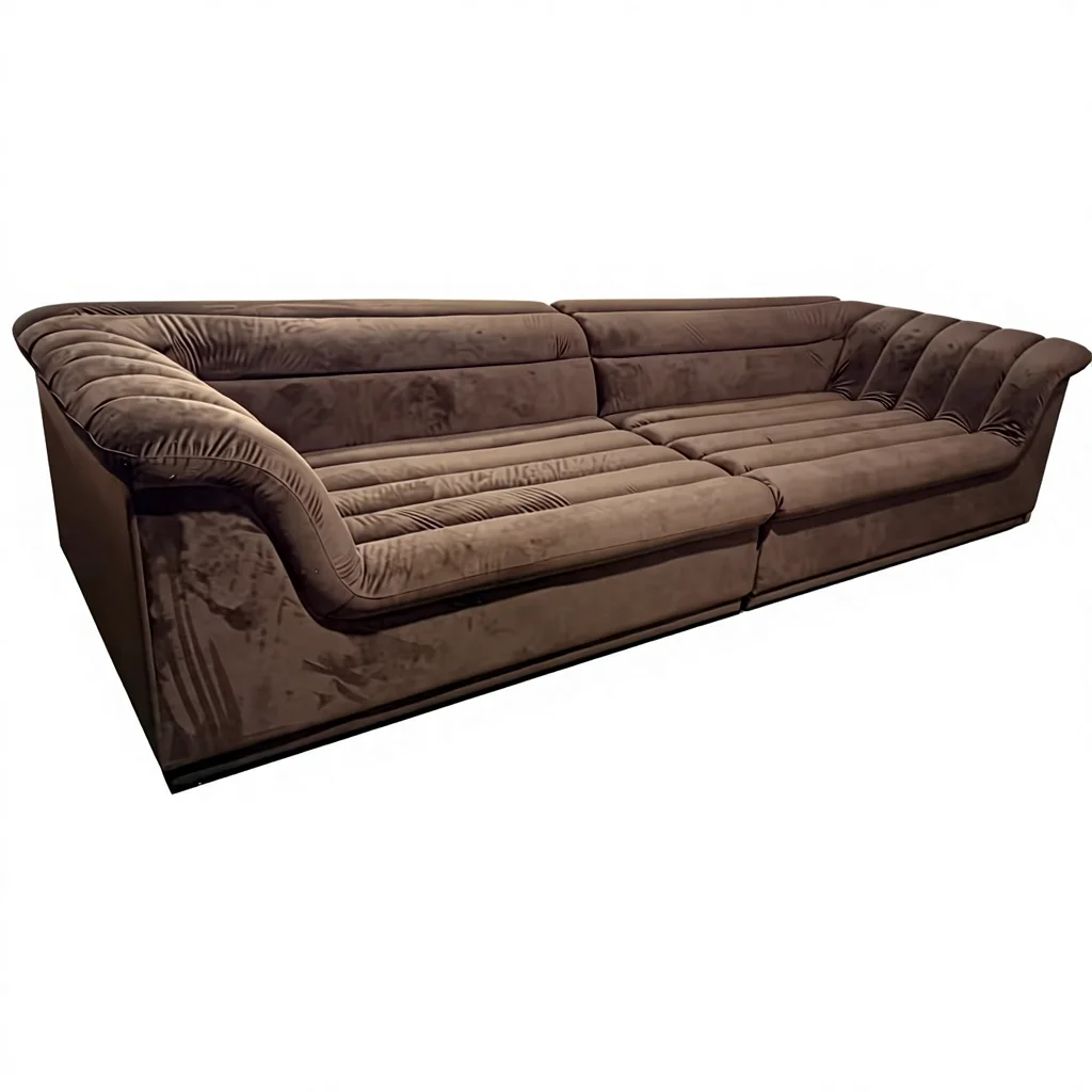 &Custoble Size Brown Velvet Sofa Premium Soft Fabric Upholstered Large Couch Sturdy Durable Living Room Home Furniture