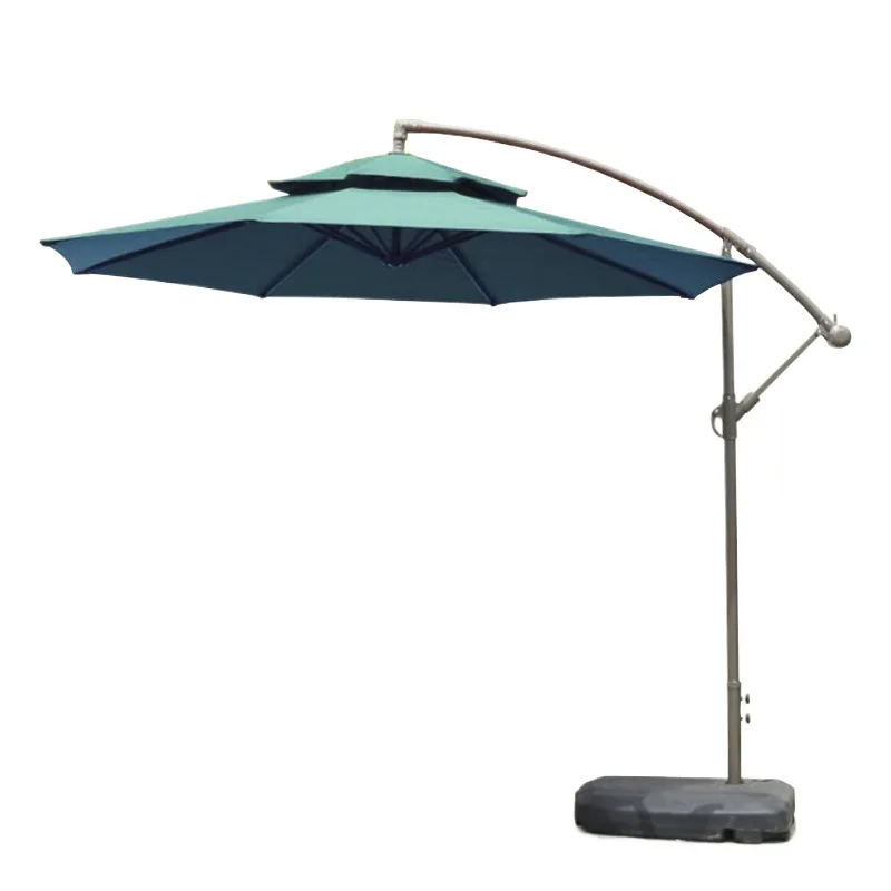 

Double top banana umbrella outdoor, rainy cafe balcony, beach