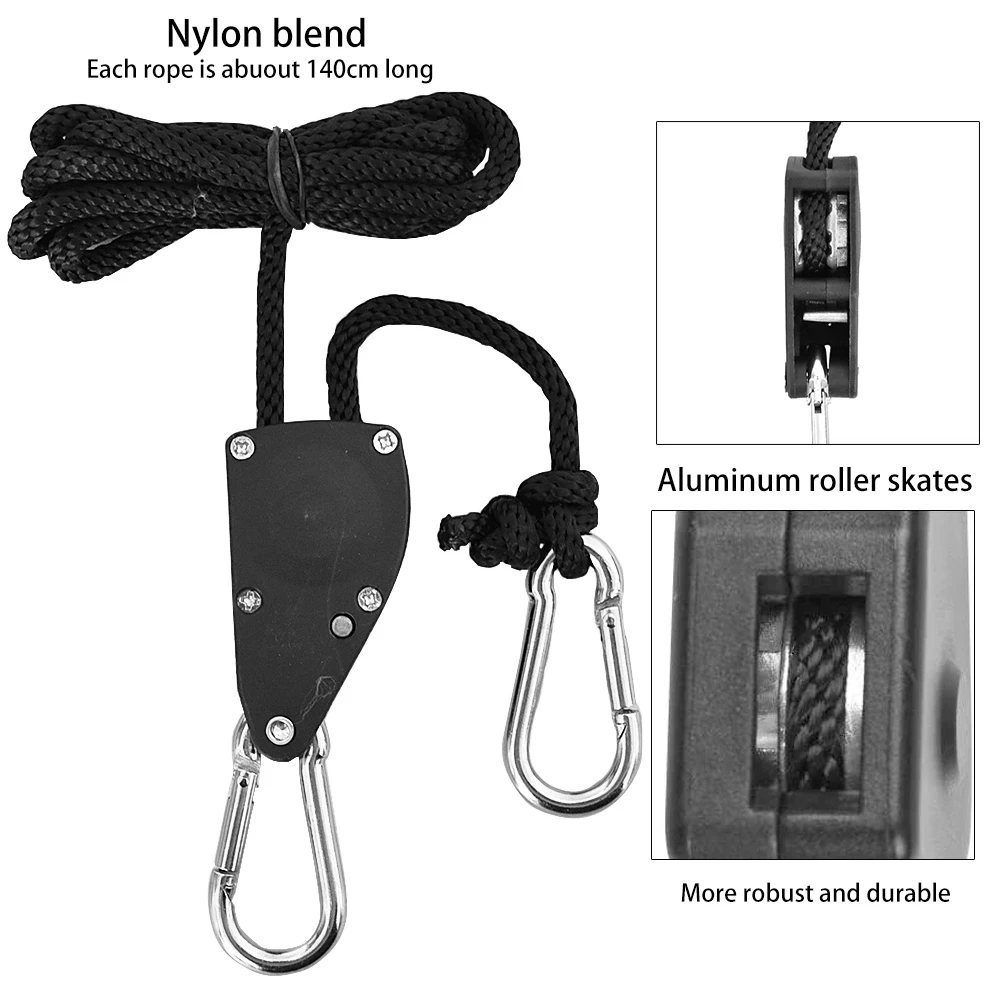 1/8" inch Adjustable Heavy Duty Rope Hanger Lifting Rope Plant Growth Tent Lanyard Lamp Hanging Rope Hook Hanging 2Pcs