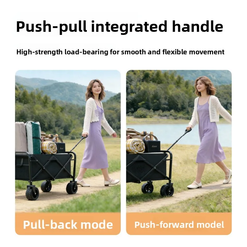 Multifunction Foldable Outdoor Cart Large Capacity Camping Wagon Picnic Gear Handcart Folding Cart Outdoor Camping Foldable Cart