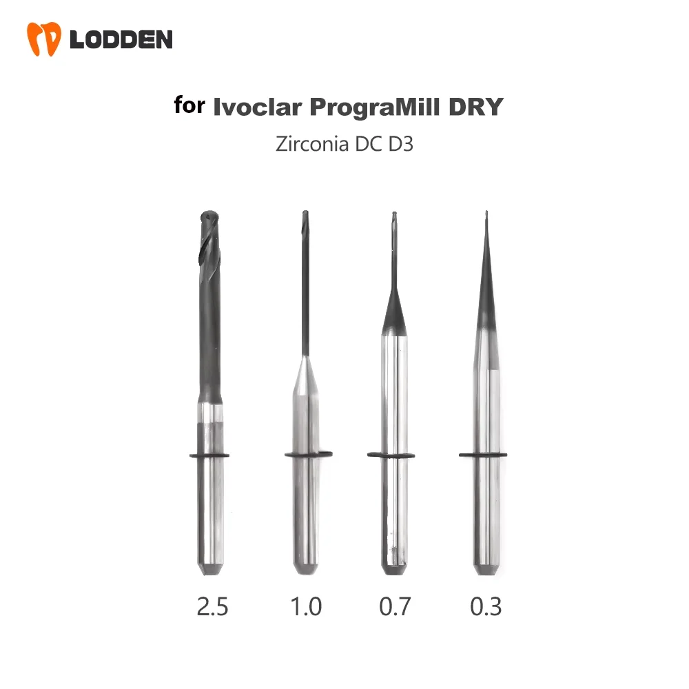 Dental Lab Milling Burs for Ivoclar PrograMill DRY Zirconia PMMA D3 Grinding Drills Diamond DC DCG DLC NC L40mm Dentist Tools