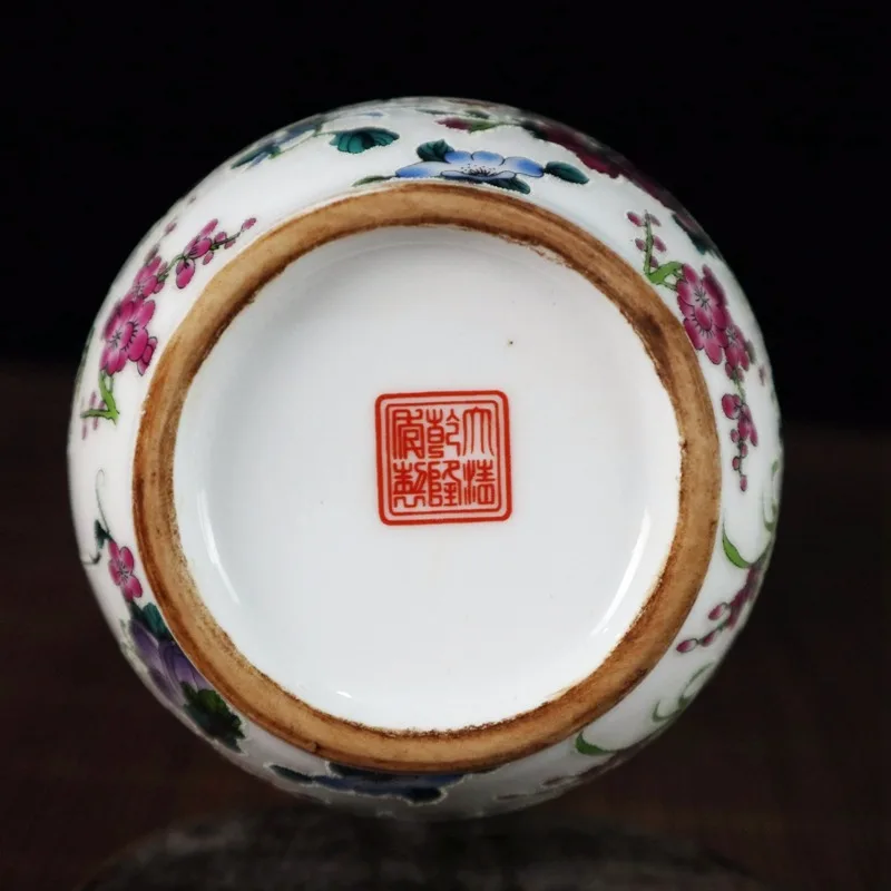 Chinese Old Porcelain Vase with Pink Crane Pattern Traditional Asian Decorative Item for Home