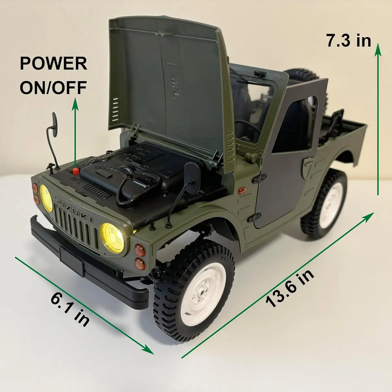 RC Rock Crawler 4x4 Remote Control Truck, RTR Off Road Hobby Car, 1/10 Scale All Terrain Vehicle with 370 Motor, Proportional Throttle & Steering, Leaf Spring Chassis