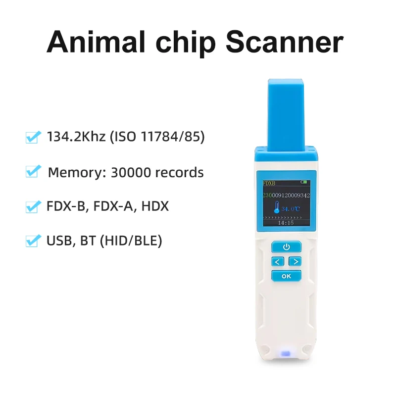 

Animal Chip Scanner HDX FDX-B FDX-A Pet RFID Temperature Scanner for Cat Dog