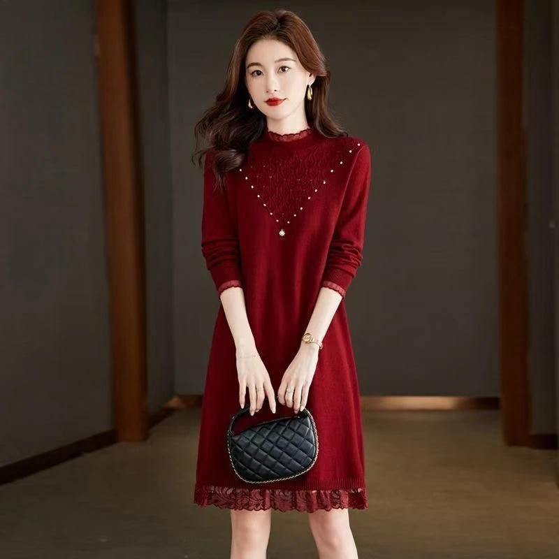 Crochet Dresses for Women Formal Comfortable Harajuku Deals Y2k Autumn Winter Retro Casual Cool New in White Woman Knitted Dress