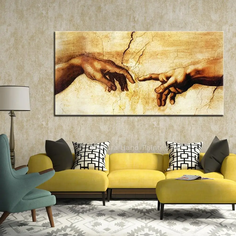 Mintura,Large Artwork Handpainted Find Love Holding Hands Abstract Modern Oil Painting On Canvas,Wall Art,Picture For Home Decor