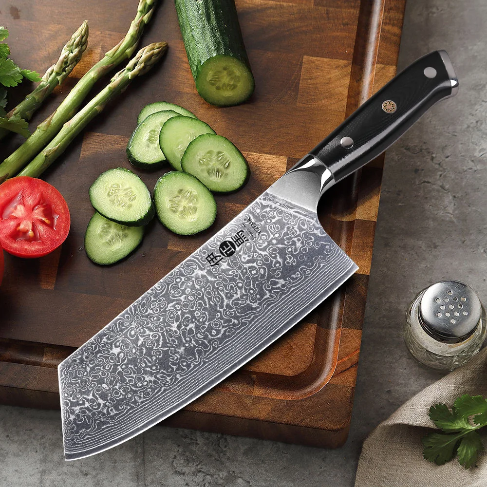 

YIZEMA 7.5-inch Cleaver Knife Damascus Steel Sharp Meat Vegetable Chopper Japanese Kitchen Professional Chef Knife Cooking Tools
