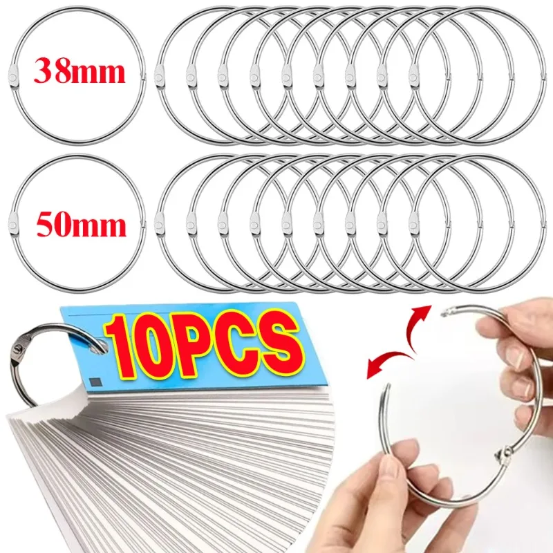 1-10PCS Metal Ring Binder Book Ring Photo Album Binding Ring for DIY Office Book Paper Open Loop Clasp Binding Supplies 38/50mm