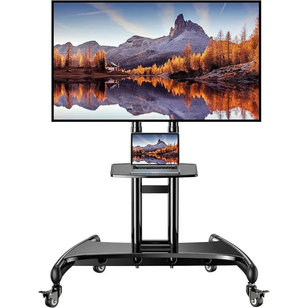 

Height Adjustable Rolling TV Stand for 32-82 Inch TVs, VESA 600x400mm, Max 100lbs Capacity