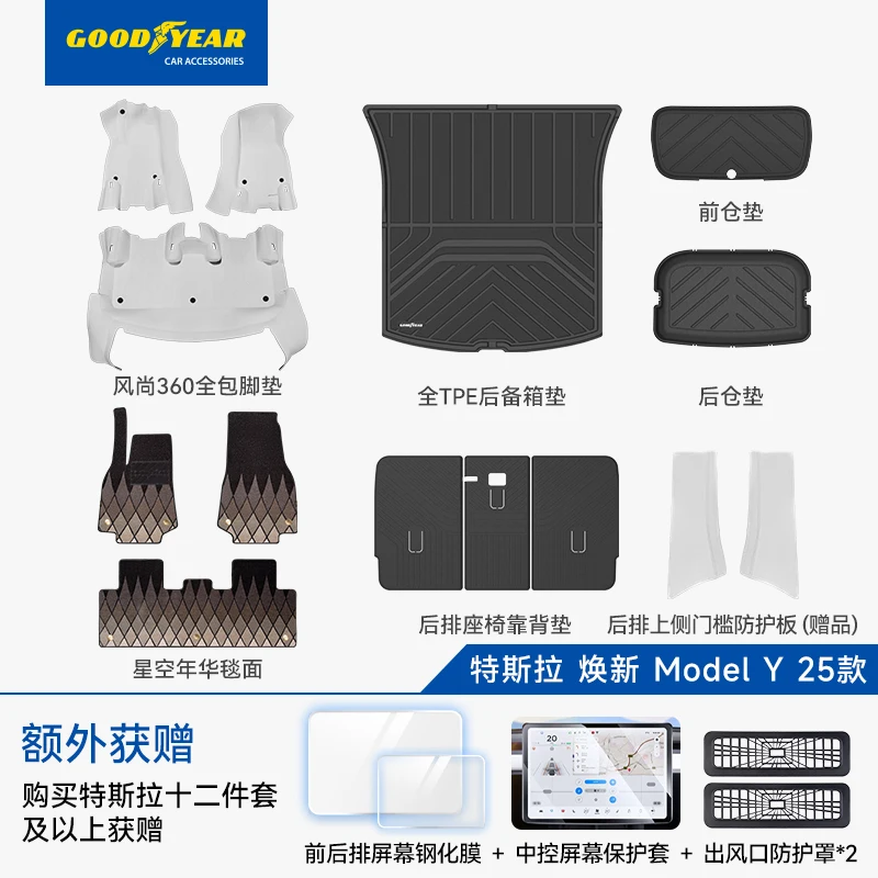 

360 Aviation Soft Bag Fully Surrounded Foot Pads for 2025 Renewed model Y/3 accessories
