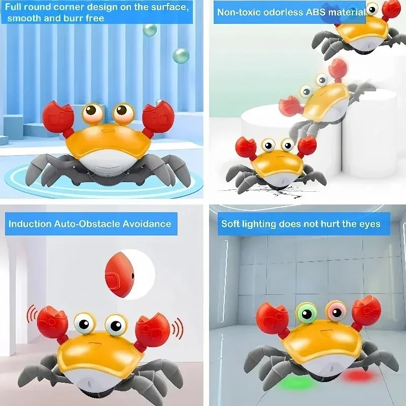 Dança Crab Sensing Toy para bebês, rastejando, interativo, escapar, caranguejos, música, Toddle Box, presentes de aniversário