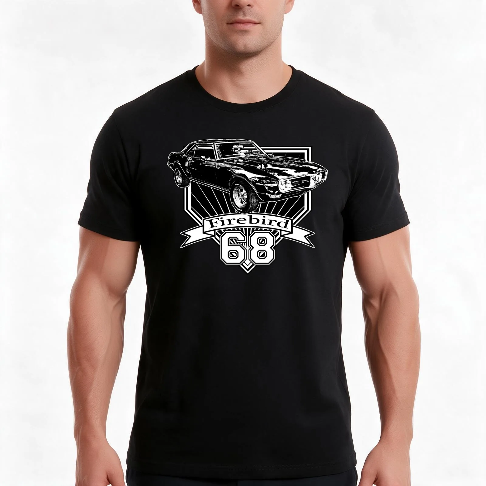 1968 Firebird T-Shirt, Summer Casual Cotton Tee, Oversized Streetwear Tops, Vintage Graphic Print, Loose Fit Short Sleeve