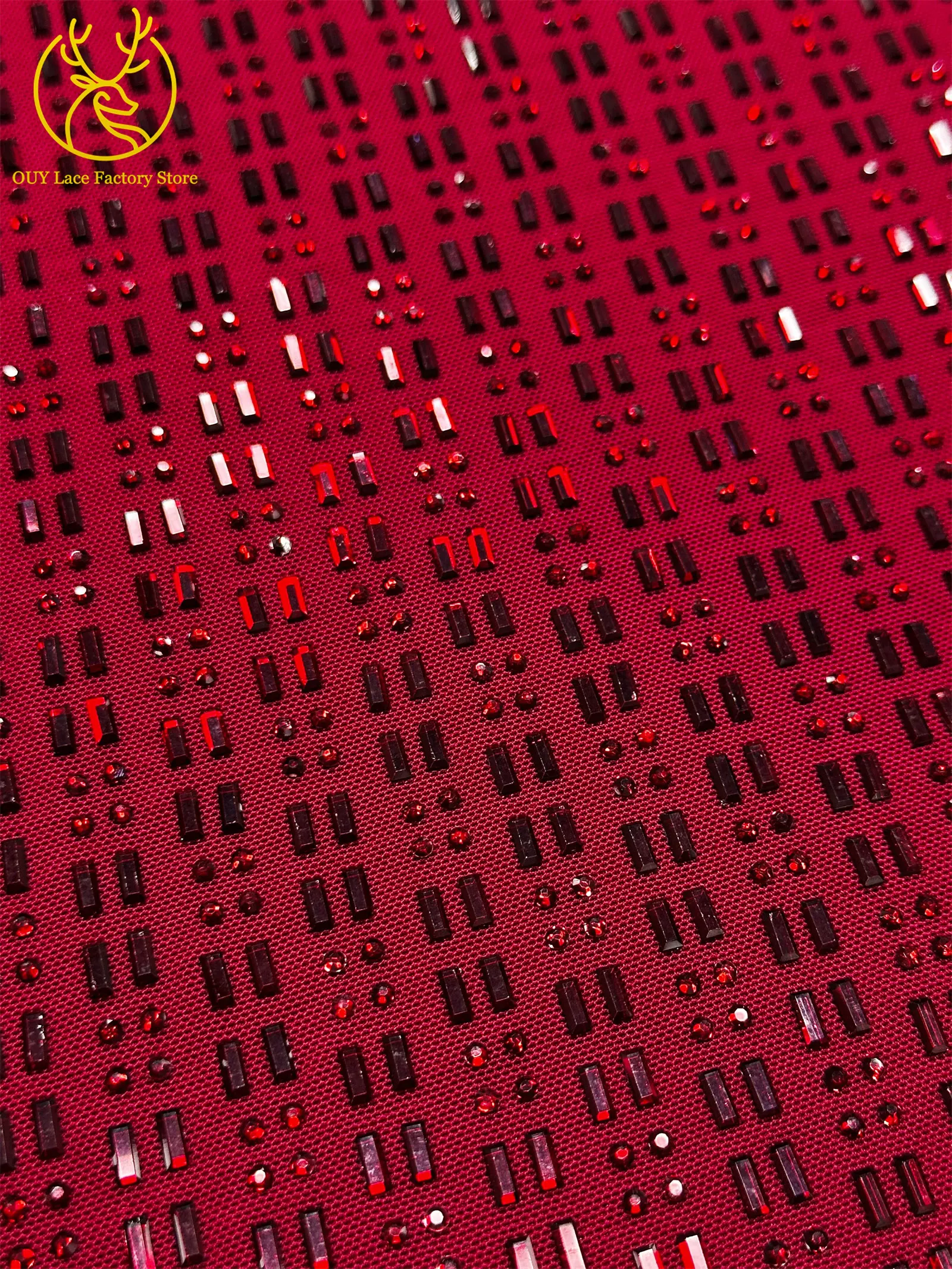 Königsblauer Österreichischer Glasdiamant-Stretch-Spitzenstoff Königlicher Luxus Französischer Tüll Afrikanischer Spitzenstoff für Brautkleider – Detail 7