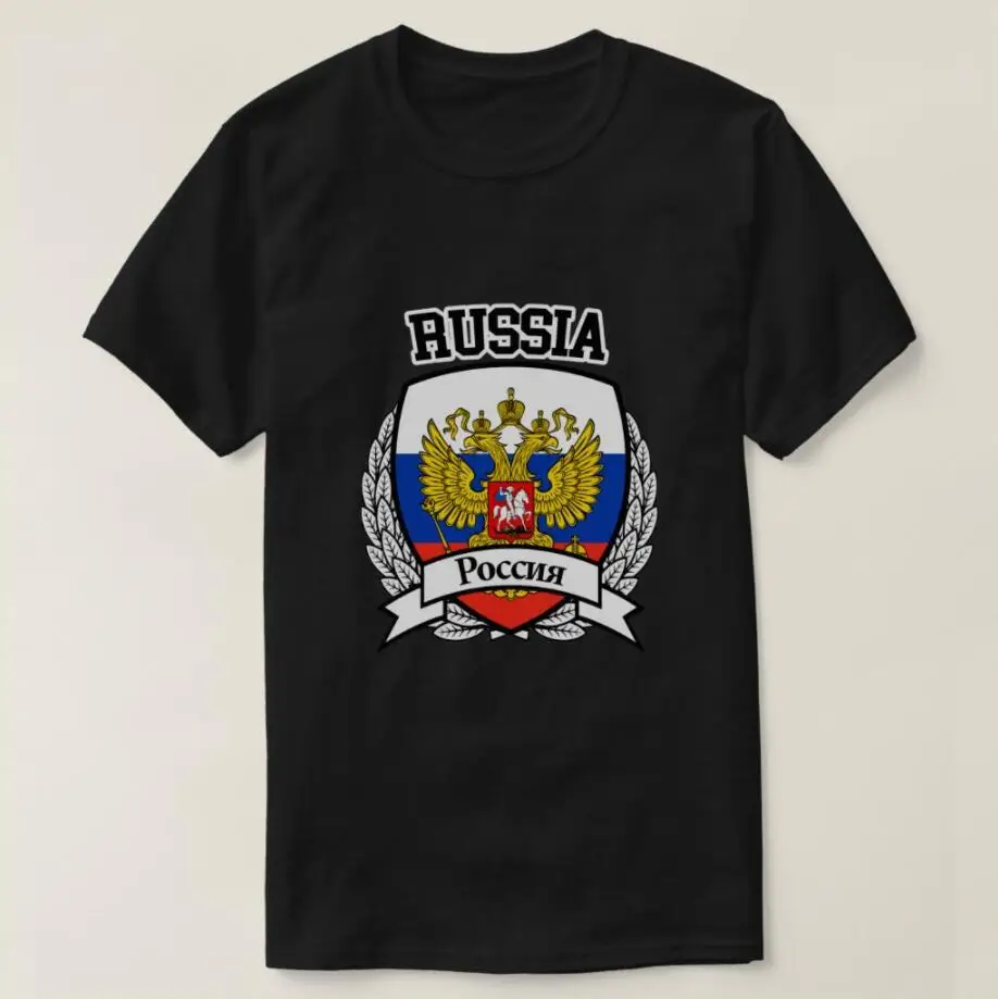 

Proud Russia Arms of Coat Russian Emblem Flag Men T-Shirt Summer Short Sleeve Casual Cotton O-Neck T Shirts