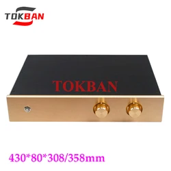 Tokban Audio 4308B 430*80*308/358mm Aluminum Power Amplifier Chassis Enclosure Diy HIFI Preamplifier Case Shell
