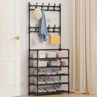 Multifunctional 5-Tier Shoe Rack Simple Integrated Storage Household Stand Clothes Coat 2-Piece Organizer for Home