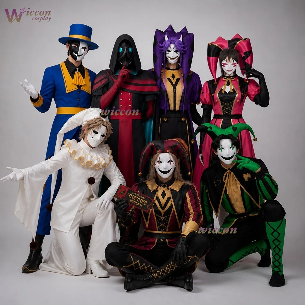 NebulaCloak The Freak Circus Pierrot Har Columbina Ticket Collector Cosplay Costume Full Dark Circus  Outfit For Halloween