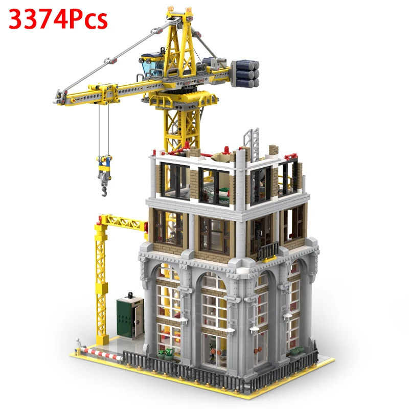 

NEW City Modular Construction Site Construction Facilities Hanging Tower Building Blocks DIY Bricks Children Toy Birthday Gifts