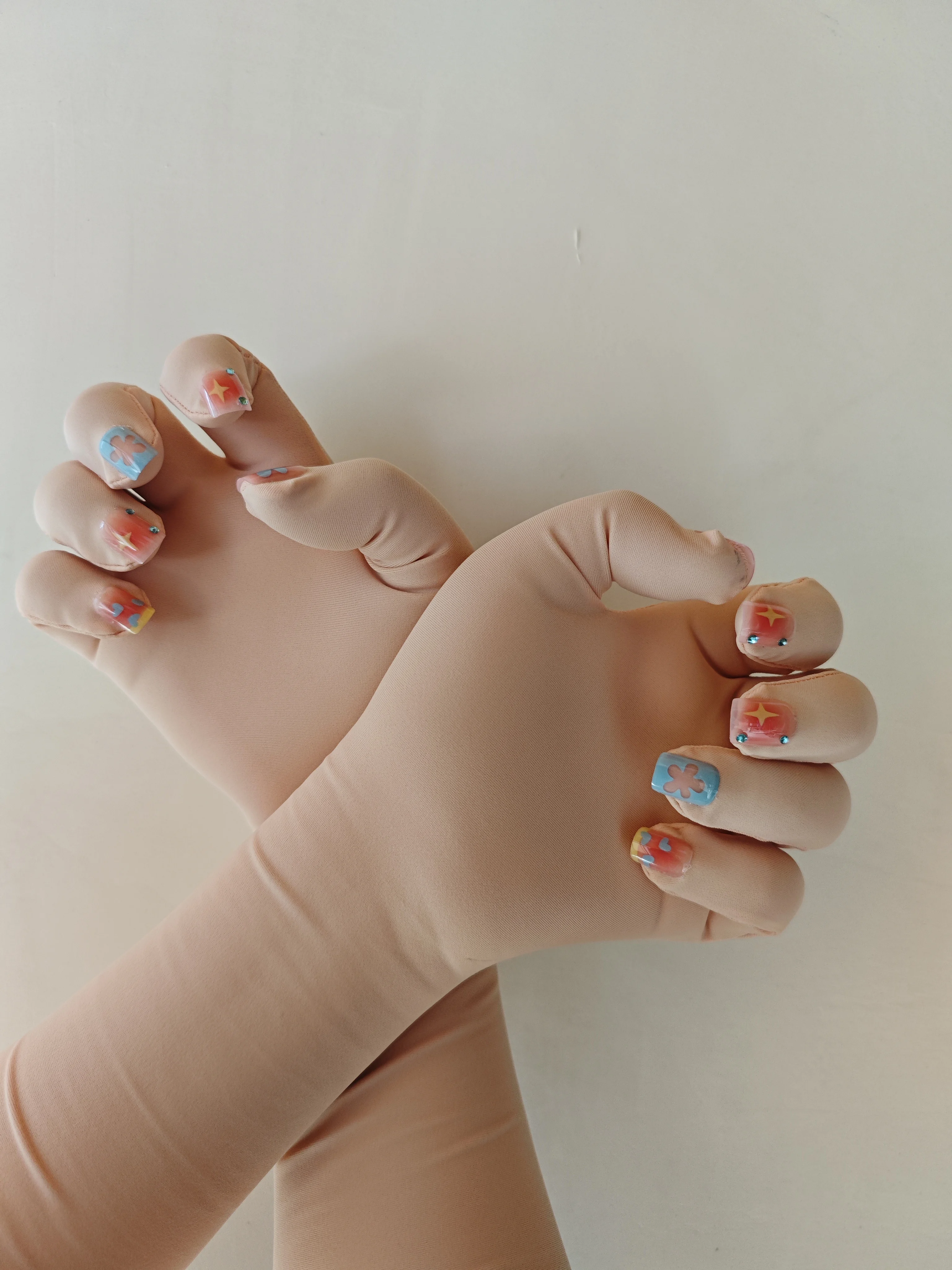 crossdress Cosplay female and male flesh/pink flesh kigurumi zentai skin long gloves with nails service