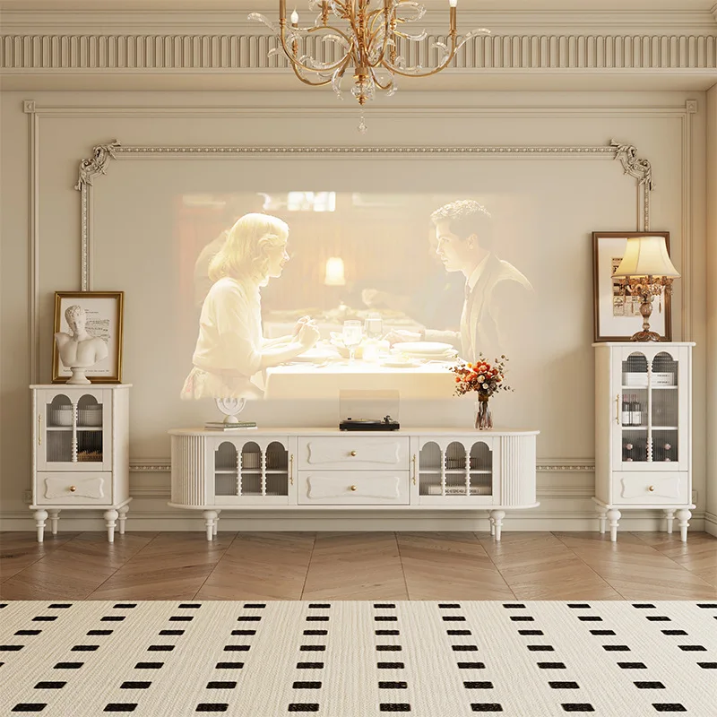 

Modern simple cream style solid wood TV cabinet living room retro American small apartment storage