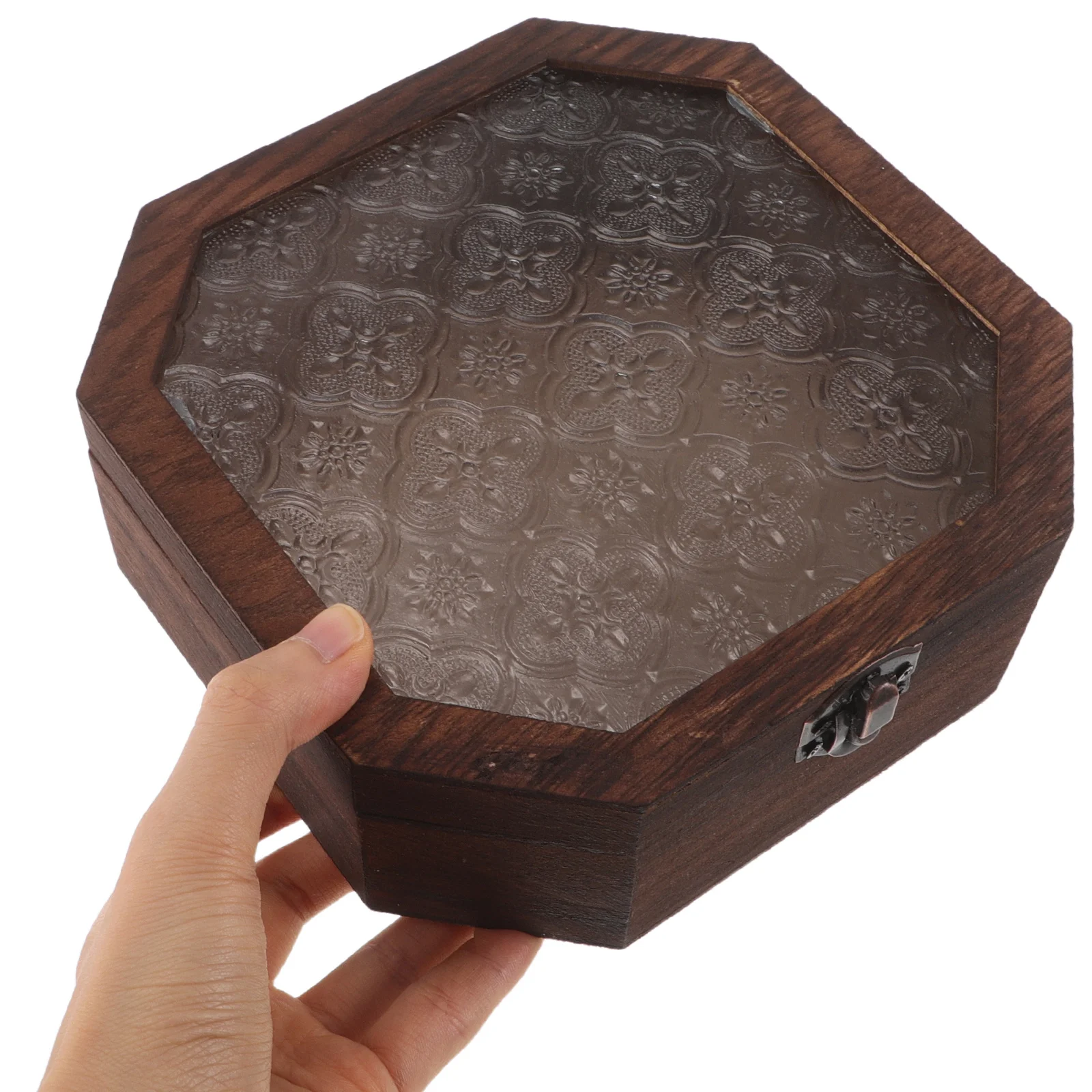 

Wooden Display Case Jewelry Chest Vintage Trinket Organizer Countertop Decorative