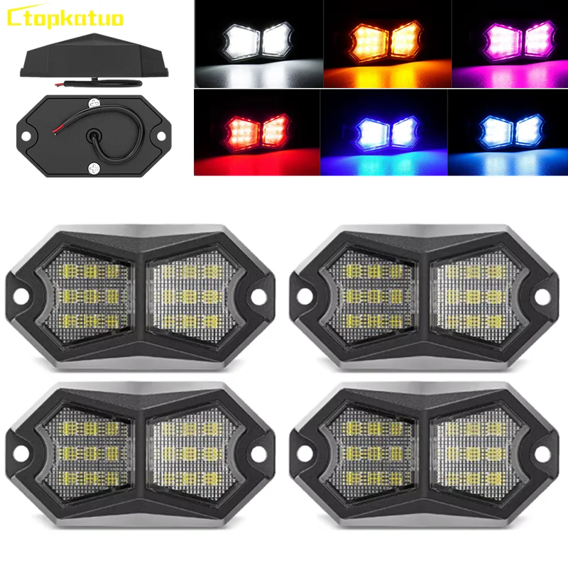 4PC 18LED Car LED Rock Light 12V 24V LED Underbody Light for Vehicle Off-Road  Van Lorry RV Atmosphere Light Warning Signal Lamp