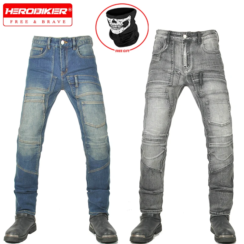 

Motorcycle Jeans for Men Retro Motocross Off-road Pants Multi-bag Workwear Pants Anti-drop Motorcycle Riding Protective Gear