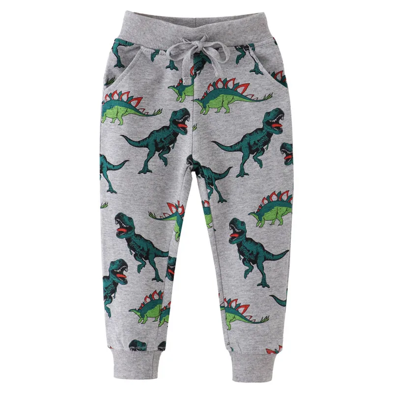 2-7T Full Pants Boys Sweatpants Dinosaurs Autumn Spring Animals Boys Girl Trousers Pant Drawing Clothes Pants Boys Kids Wear