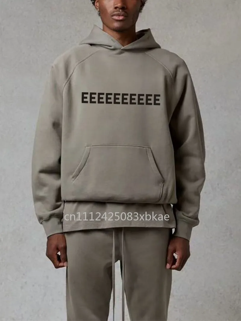 

FW20 Double Line Hoodie Sets Classic Design Men's Rubber Letter Logo Hoodies Reflect Letter Logo Pants High Street Loose Sets