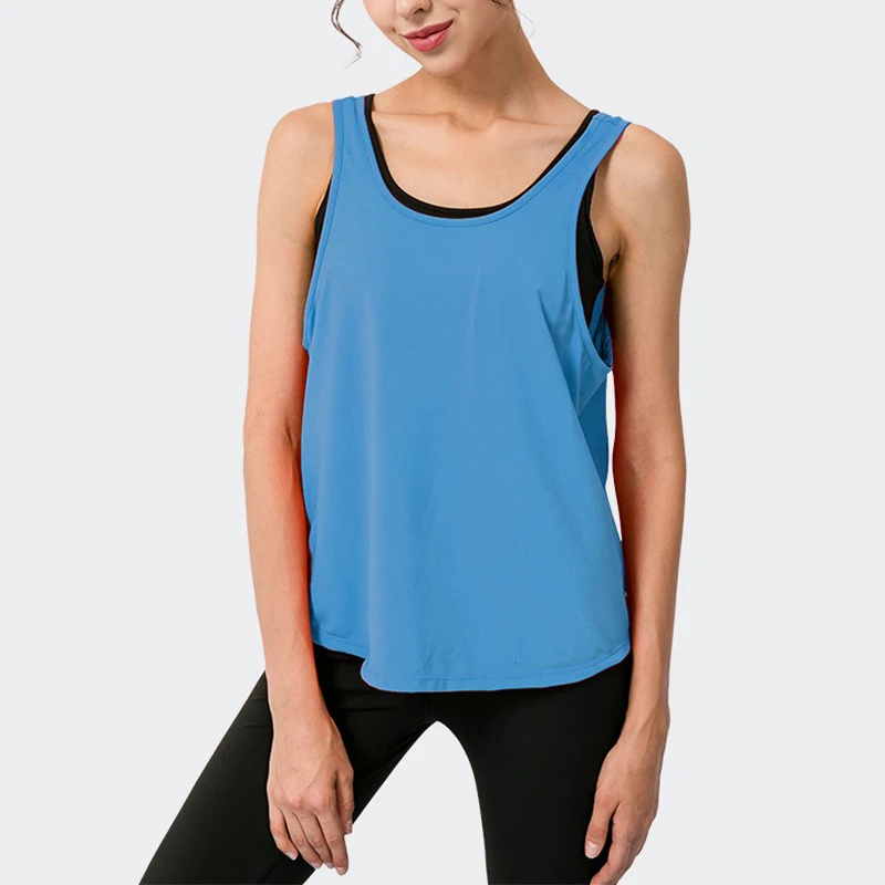 Aiithuug U Neck Knotting Design Yoga Vest Women's High Elasticity Breathable Loose Tank Top Workout Running Athletic Yoga Shirts