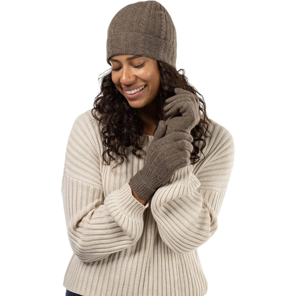 طقم قبعة وقفازات من الكشمير الخالص للنساء مع صندوق عرض أنيق #2