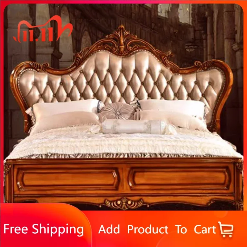 

Tall Headboard Nordic Bed Pretty Carved Villa Vintage Luxury Bed Carved Princess Camas Moderrnas Inteligentes Home Furniture