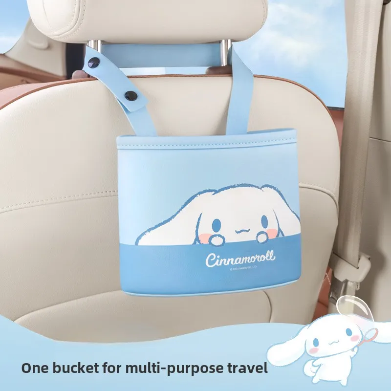 Sanrio New Kawaii Cinnamoroll Trash Can My Melody Anime Cartoon Fashiona Cute Portable Lightweight Exquisite Car Trash Can