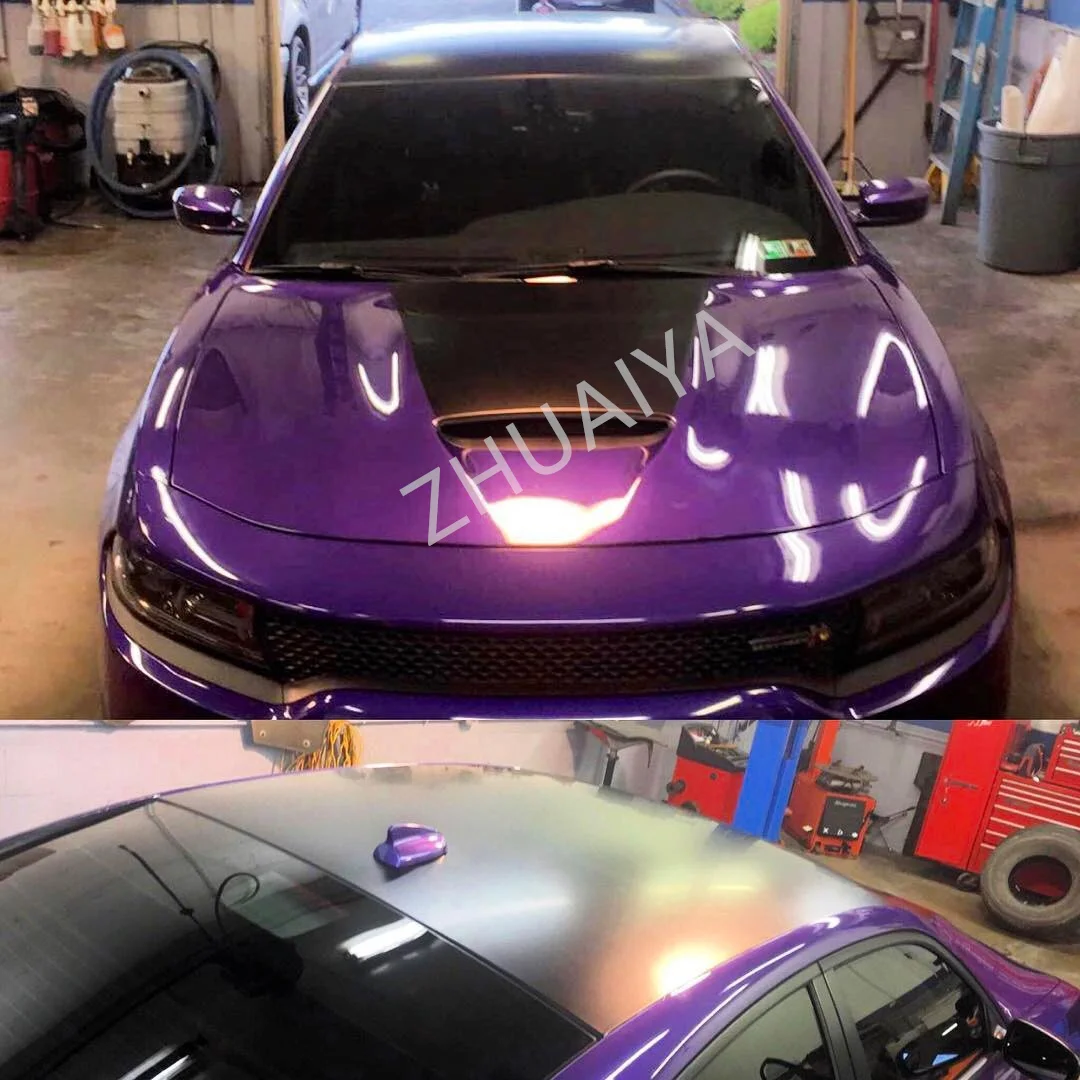 ZHUAIYA Holographic Gloss Galaxy Purple Vinyl Wrap film wrapping film bright 152*18m quality Warranty covering film voiture