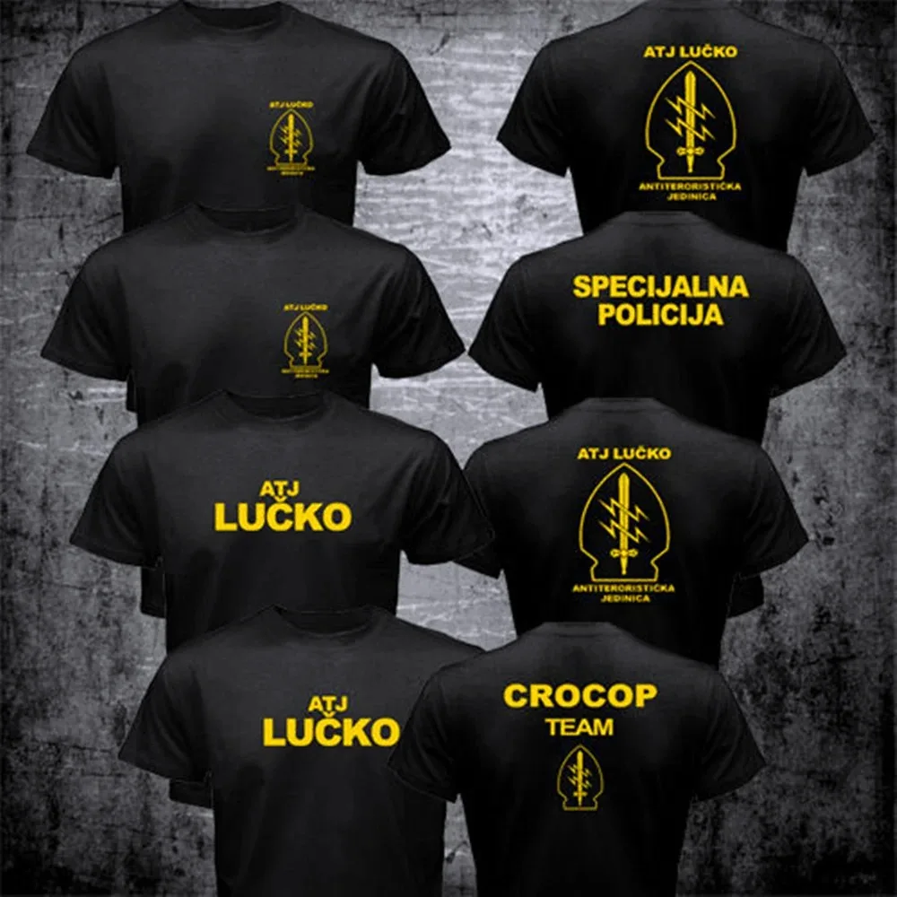 ATJ LUCKO Croatian Counter Terrorism Special Unit Force Crocop T Shirt Men Gift Casual Tee Shirt USA Size High Quality Cotton