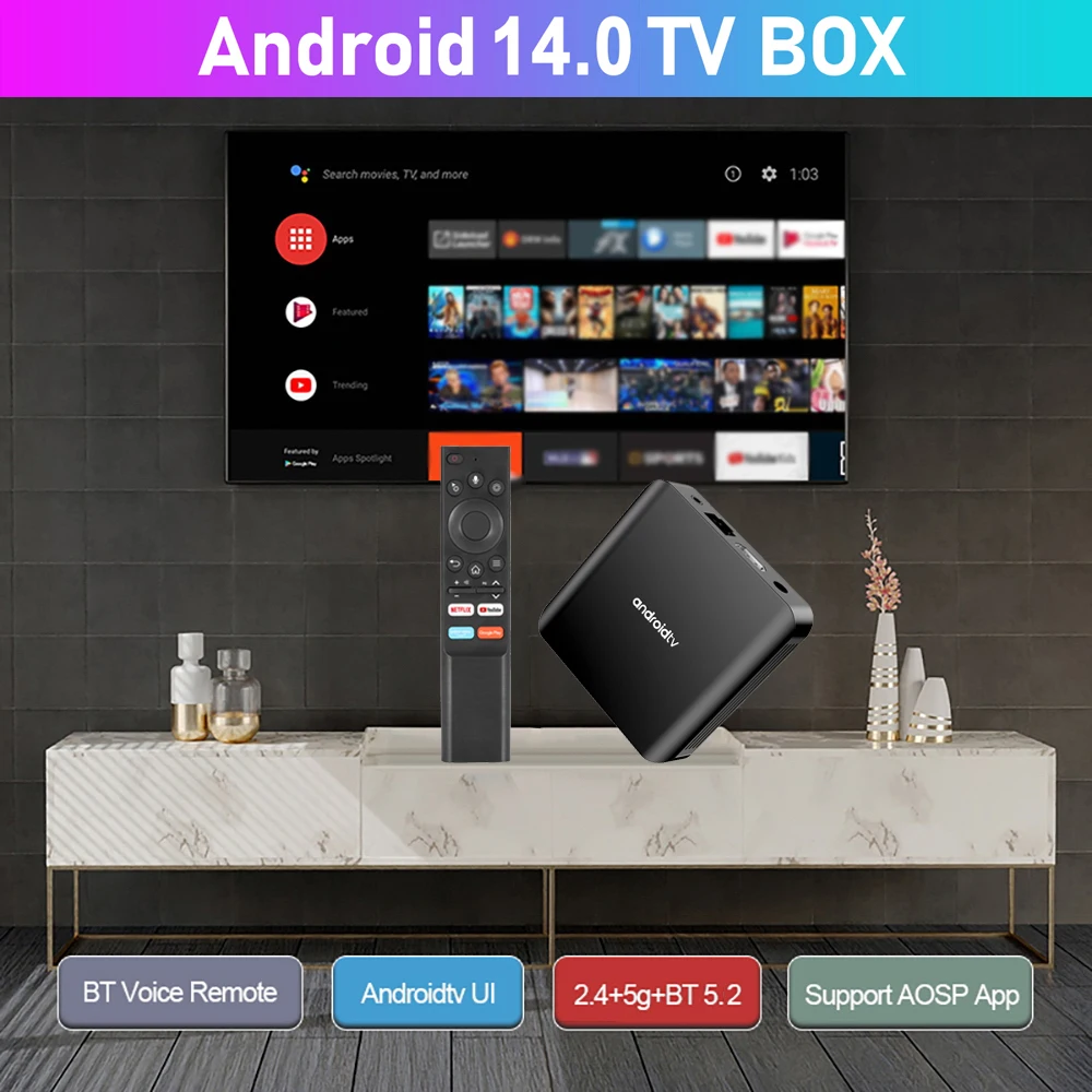 Android TV Box Android 14 8K 2GB 16GB 2.4G&5G Dual Wifi BT Voice Remote Control Media Player 4K 1GB 8GB HD Smart Set Top Box