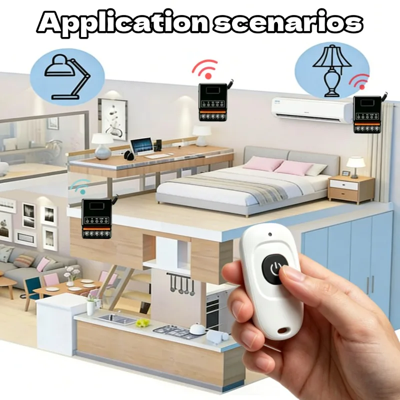 433Mhz Wireless Remote Control Switch DC 12V 30A Relay 1CH Receiver Controller and 1/2-botton RF 433 Mhz Transmitter