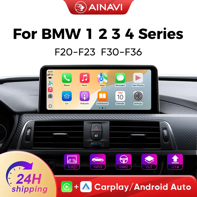 Ainavi 10,25 Zoll Autoradio für BMW 1 2 3 4 Serie F20 F21 F22 F23 F30 F31 F32 F33 F34 F35 F36 NBT Bluetooth Wireless Carplay Android Auto Autoradio Autobildschirm Auto-Infotainment Android Auto