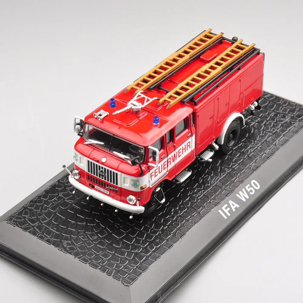 Camión de Bomberos IFA W50 a Escala 1:72 de Diecast Atlas, Modelo de Coche de Aleación para Bomberos