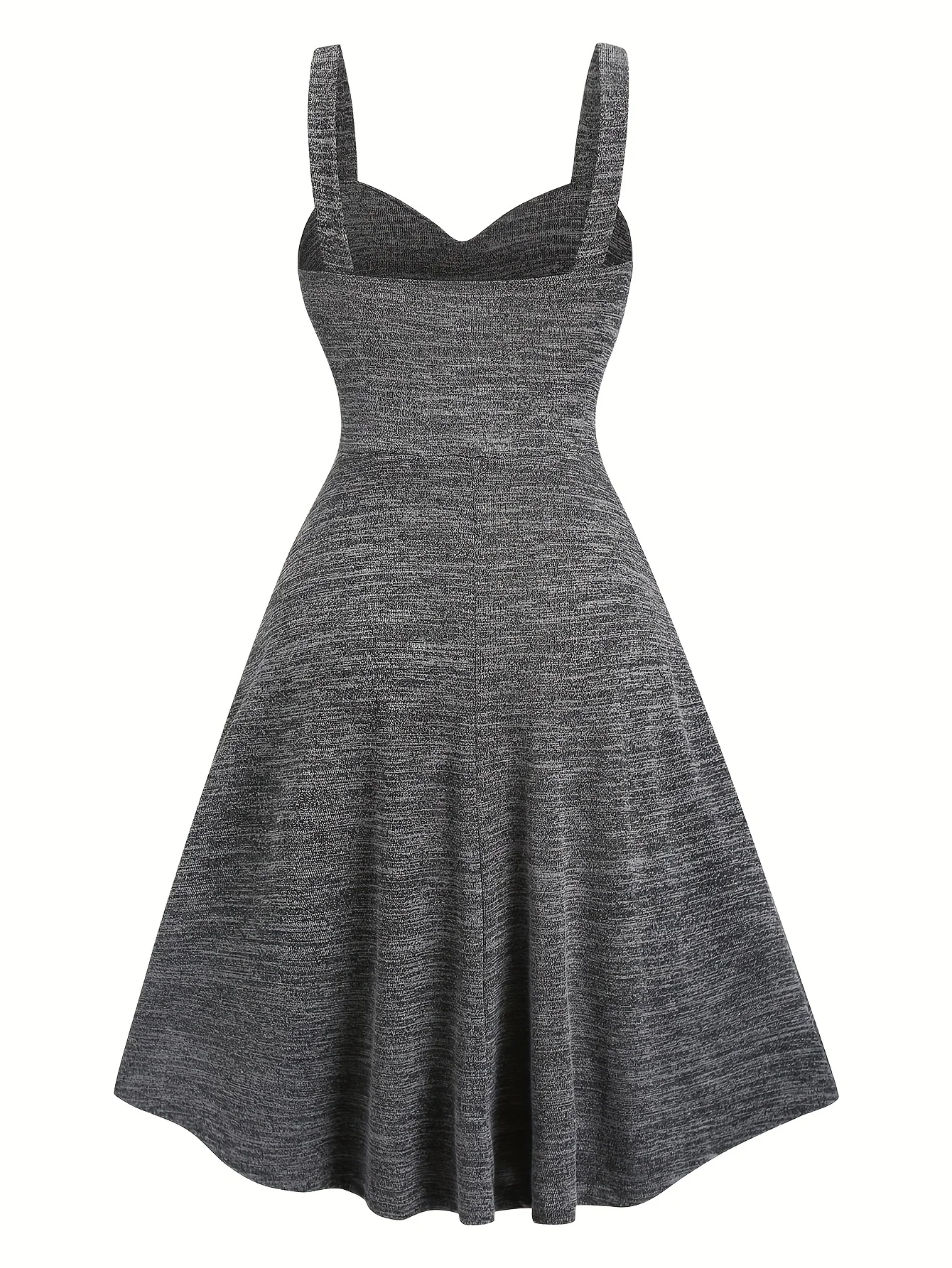 Un set due pezzi di comodo cardigan grigio scuro con un abito allacciato da donna