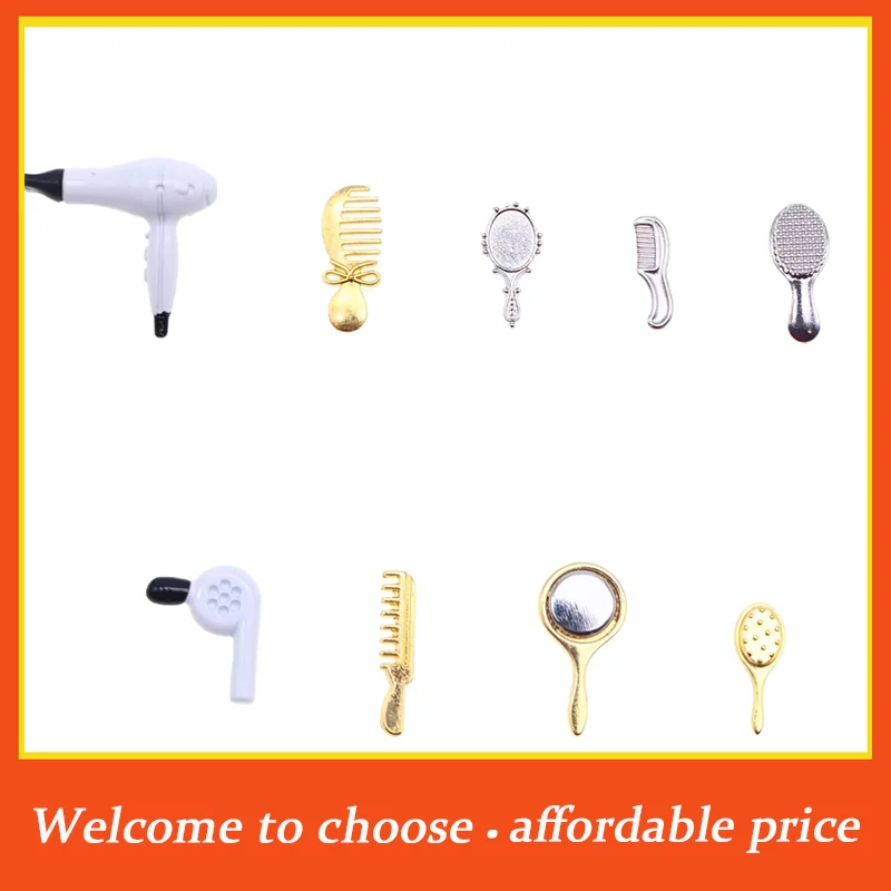 

*1Set new 1:12 Dollhouse Miniature Simulation Hair Comb Mirror Hair Dryer Home Model Decor Toy Doll House Accessories